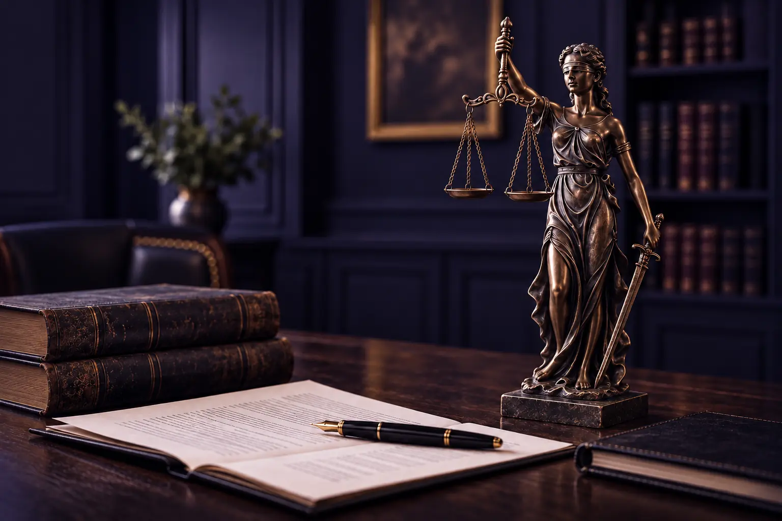 Dama da Justiça em ambiente jurídico